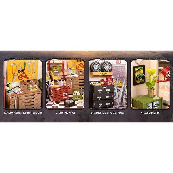 Rolife Dollhouse Miniature House Kit Diy Garage Workshop Led Light Decorative Wooden Craft Gifts Children Puzzles