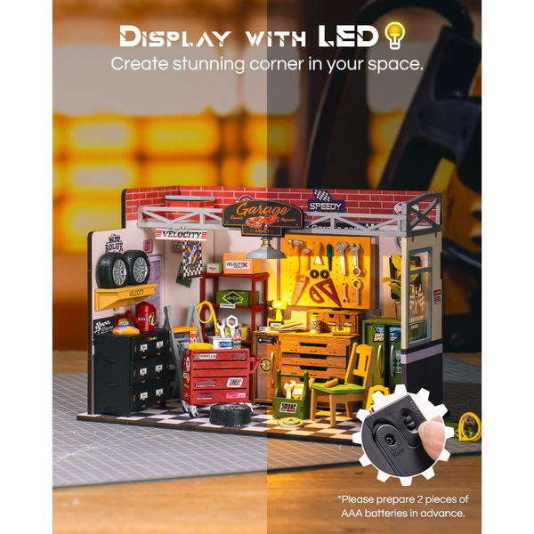 Rolife Dollhouse Miniature House Kit Diy Garage Workshop Led Light Decorative Wooden Craft Gifts Children Puzzles