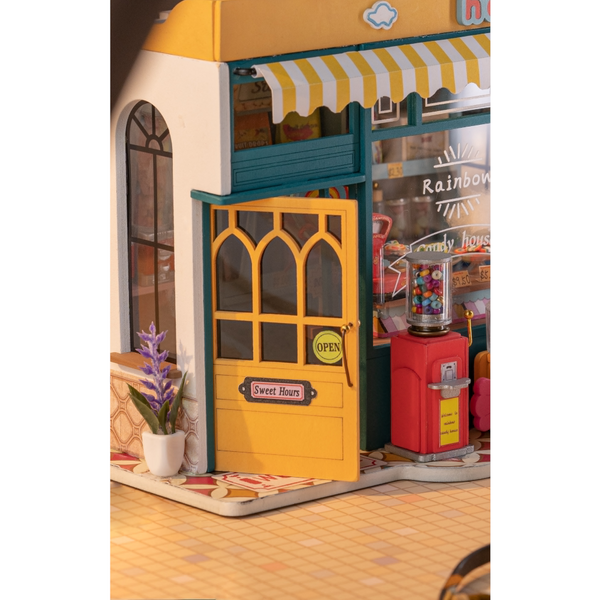 Robotime Rolife Rainbow Diy Miniature Candy House Wooden Puzzle Dollhouse Toys Doll Houses