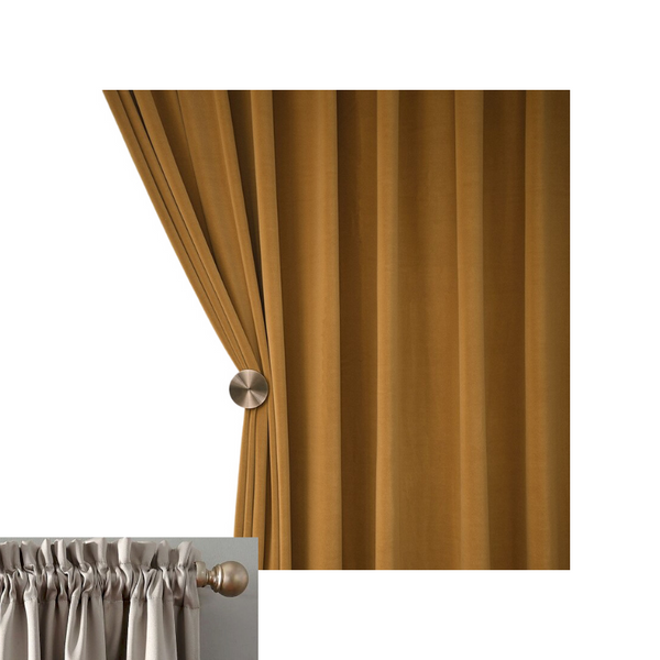 150 Centimetre Mustard High Quality Modern Velvet Blackout Curtains Living Room Bedroom Dining Curtains & Drapes