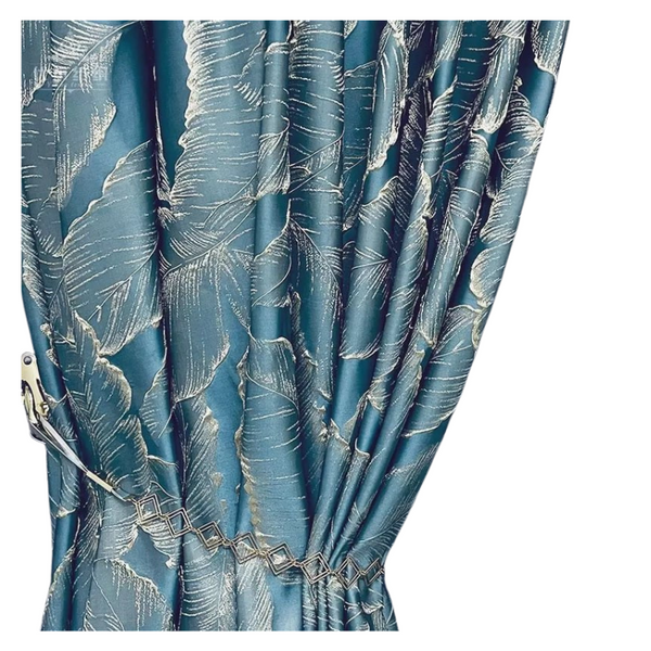 Curtains & Drapes Curtain Green 250 Centimetre X 3D Leaves Luxury Blackout