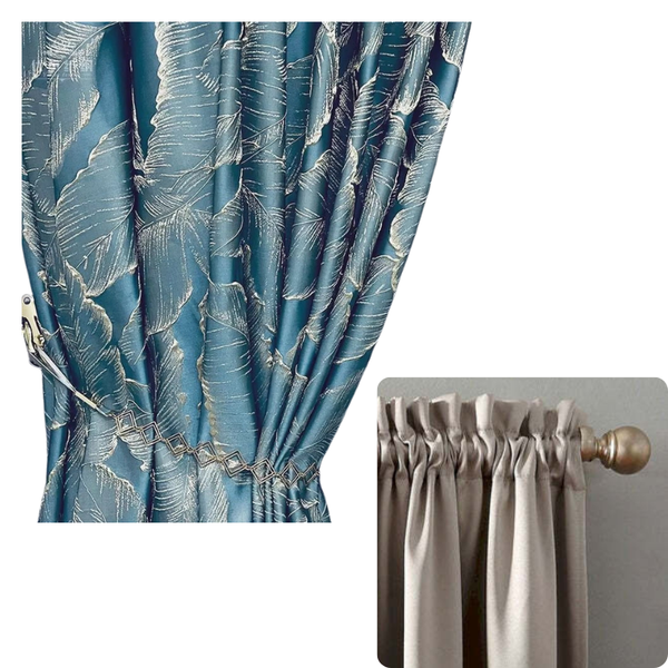Curtain Green 150 Centimetre X 250 3D Leaves Blackout Curtains & Drapes