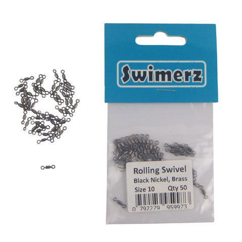 Swimerz Rolling Swivels Black Nickel Size 10 50 Pack Swivels & Snaps