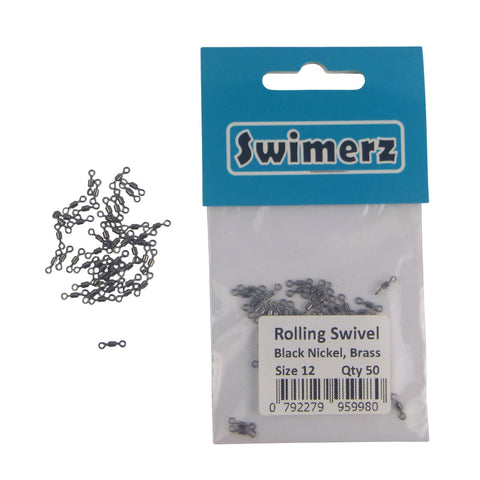 Swimerz Rolling Swivels Black Nickel Size 12 50 Pack Swivels & Snaps