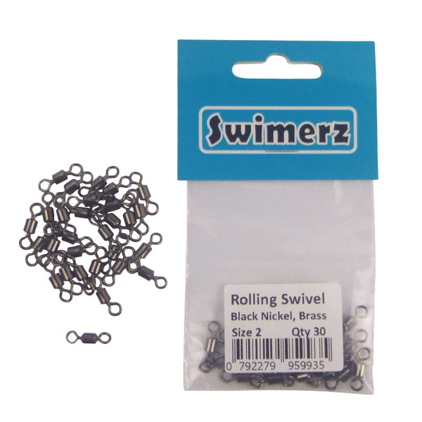 Swimerz Rolling Swivels Black Nickel Size 2 30 Pack Swivels & Snaps