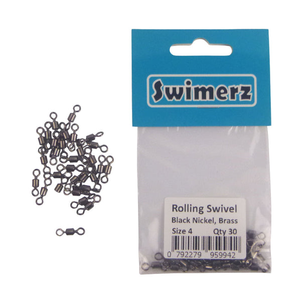 Swimerz Rolling Swivels Black Nickel Size 4 30 Pack Swivels & Snaps