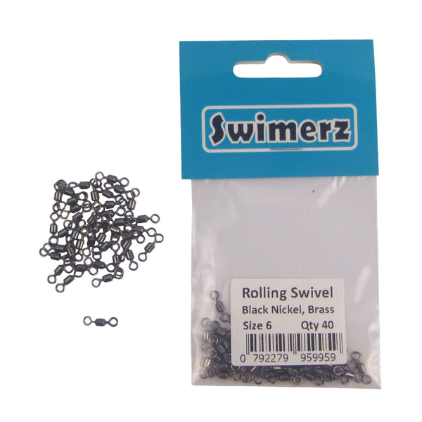 Swimerz Rolling Swivels Black Nickel Size 6 40 Pack Swivels & Snaps