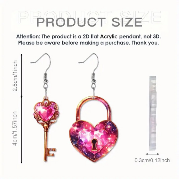 Romantic Key Heart Lock Acrylic Types And B Unisex New Collection Earrings