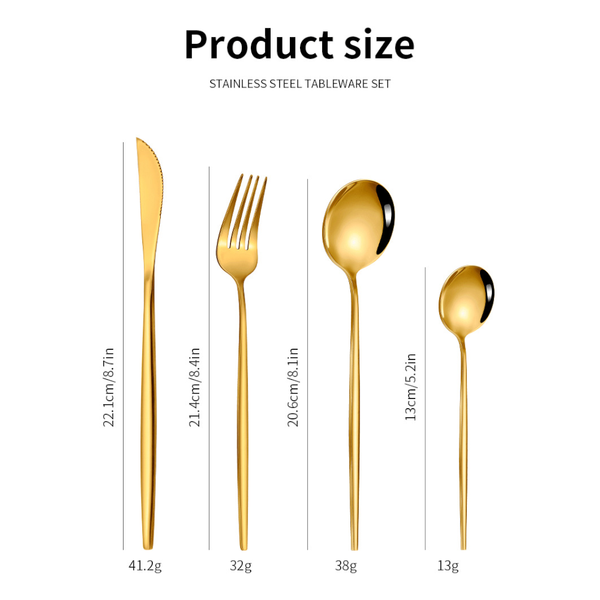 Elosung Rose Gold Color Premium 24 Piece Stainless Steel Cutlery Set Elegant Golden Steak Knife Fork And Spoon In Luxury Gift Box Cutlery Sets