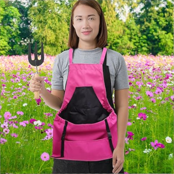 Elosung Rose Red Garden Harvesting Apron With Large Storage Pocket Tool Carriers Aprons & Belts