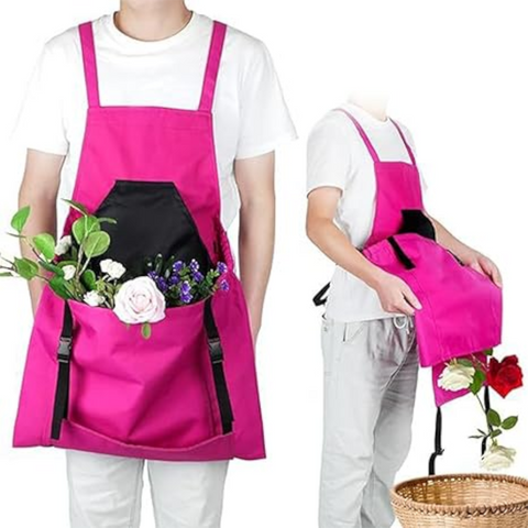 Elosung Rose Red Garden Harvesting Apron With Large Storage Pocket Tool Carriers Aprons & Belts