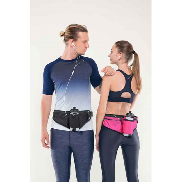 Elosung Grey Running Waist Pack With Water Reflective Design And Multiple Storage Pockets For Outdoor Activities Waist Packs & Bags