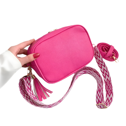 Elosung Rose Red Trendy Crossbody Shoulder Bag With Tassel Accent Compact And Stylish Women's Bags & Handbags