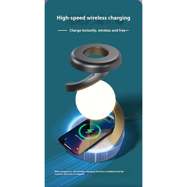 Rotating Moon Desk Lamp With Wireless Charging Sensor Control Table Lamps