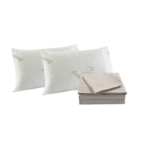 Royal Comfort Bamboo Blend Sheet Set 1000Tc And Pillows 2 Pack Ultra Soft King Warm Grey Sheets
