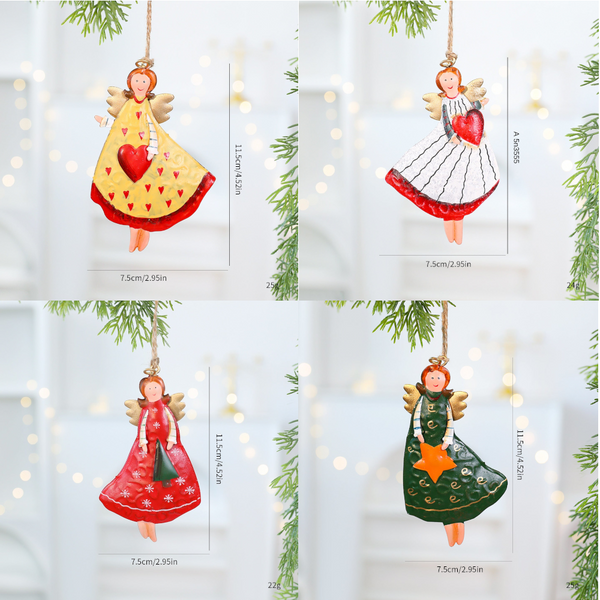 Rustic Vintage Iron Christmas Angel Girl Ornament American Country Style Christmas Tree Decoration Seasonal Decorations