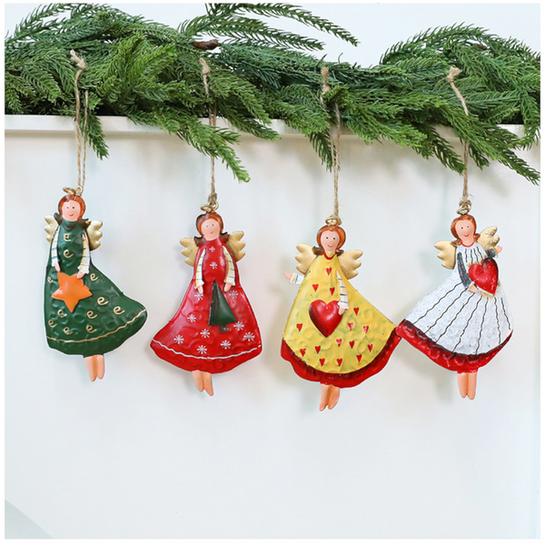 Rustic Vintage Iron Christmas Angel Girl Ornament American Country Style Christmas Tree Decoration Seasonal Decorations