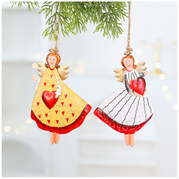 Rustic Vintage Iron Christmas Angel Girl Ornament American Country Style Christmas Tree Decoration Seasonal Decorations