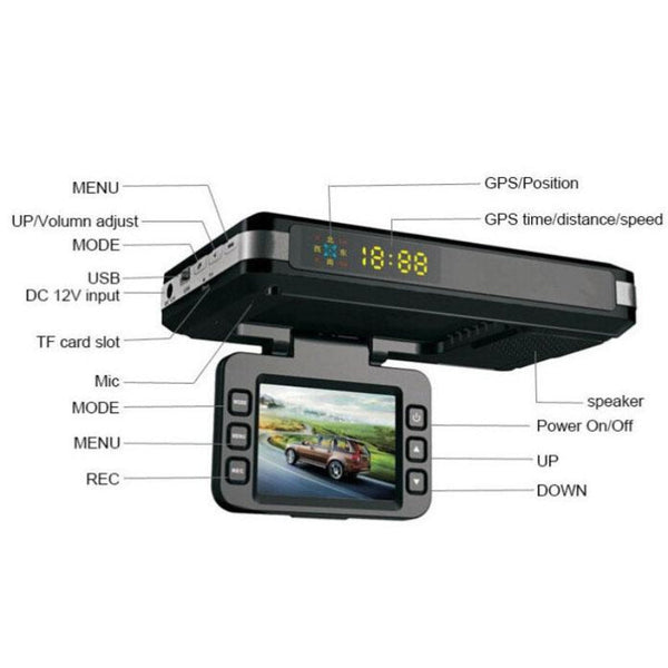 2.0 Lcd Radar Detector Dvr With Laser Locator Technology Logger Hd 720P 30Fps Other Car Video