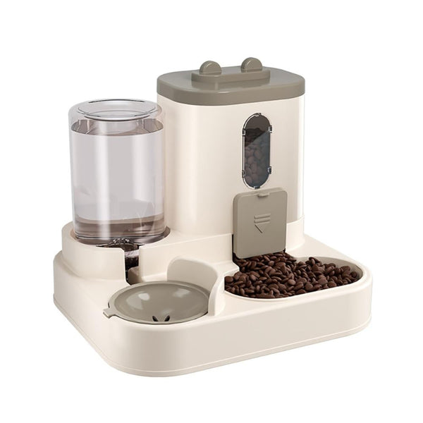 Grey Cat Food And Water Dispenser With Airtight Storage Dishes Feeders & Fountains