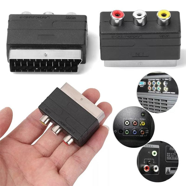 20 Pin Male Scart Adapter For Audio Video Devices With Phono Connectors Cables & Adapters