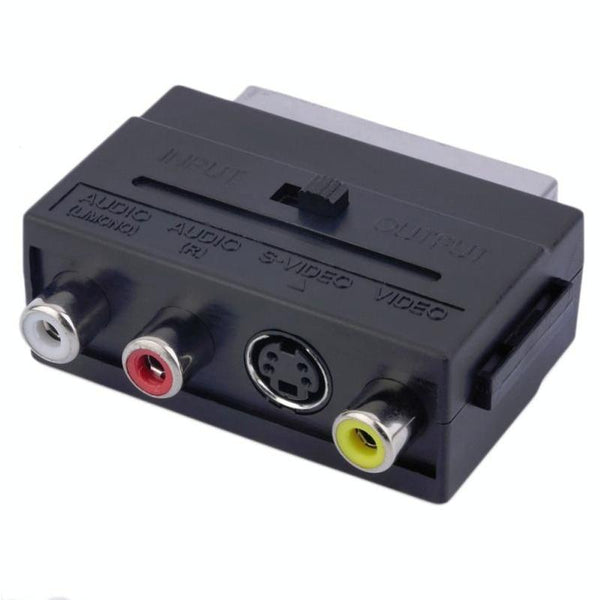Scart Male To Video And Three Rca Audio Adapter In Black Video Cables & Adapters