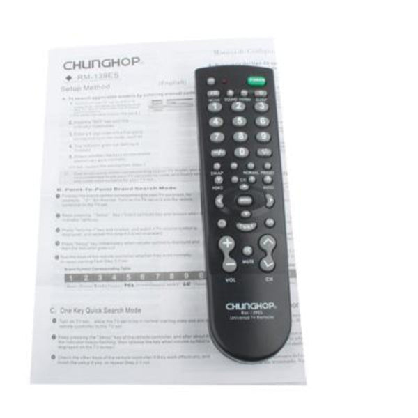 Black Universal Television Remote Control Rm 139Es For Home Entertainment Systems Remote Controls