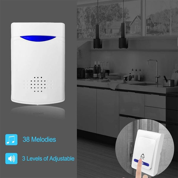 Double Receiver Wireless Door Bell With Remote Control White Smart Doorbells