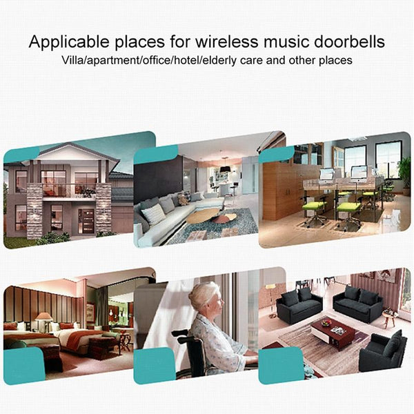 Double Receiver Wireless Door Bell With Remote Control White Smart Doorbells