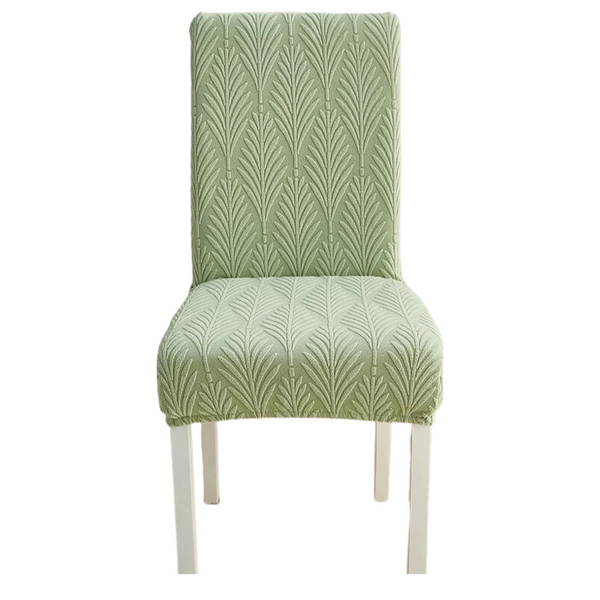 Chair Cover Light Green Leaf Lines Design Elastic Material For Dining Room Slipcovers