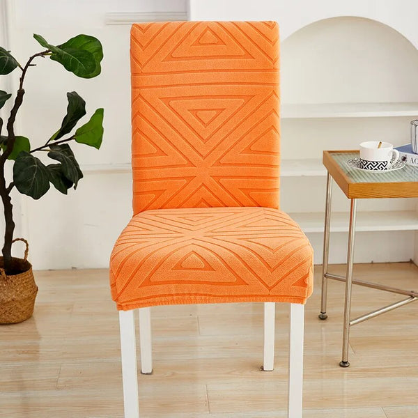 Chair Cover Orange Triangular Design Elastic Material For Dining Room Slipcovers