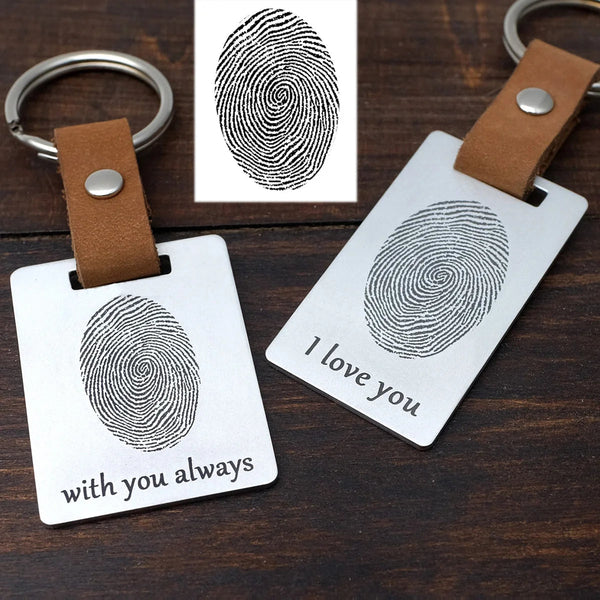 Personalized Fingerprint Keychain Your Actual Chain Custom Print Keyring Customized Memorial Gift Keyrings