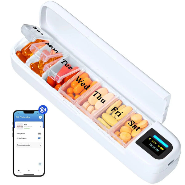 Bluetooth Smart Electronic Pill Case With Timer Clock 7 Day Portable Dispenser Box Pill Boxes