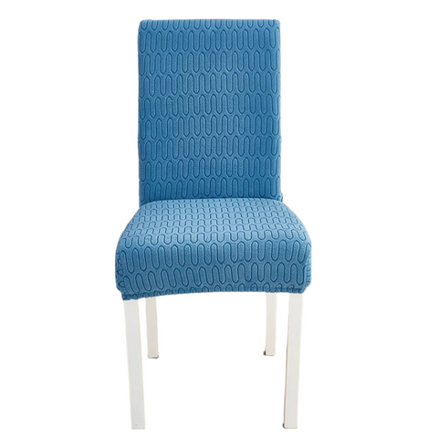 Chair Cover Blue Wavey Lines Design Elastic Material For Dining Room Slipcovers