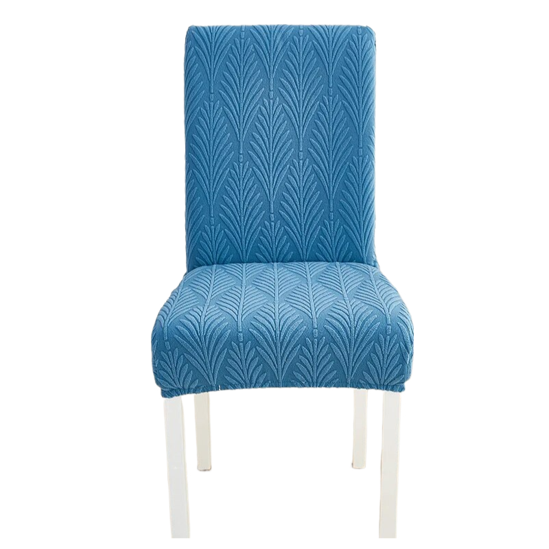 Chair Cover Blue Series Leaf Lines Design Elastic Material For Dining Room Slipcovers