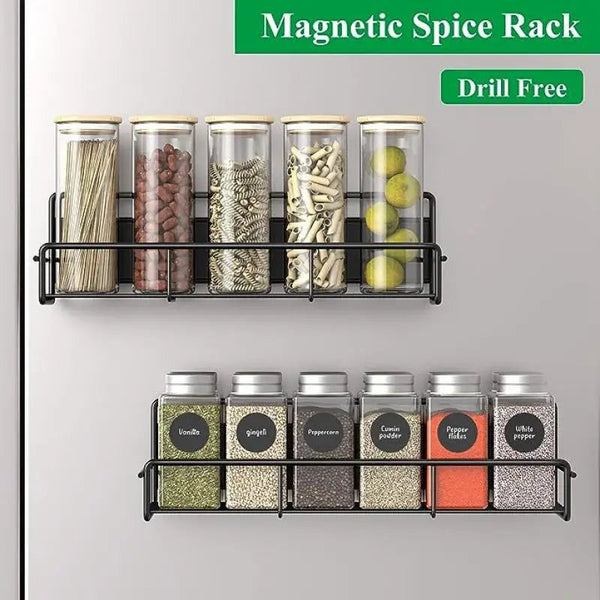 Magnetic Spice Rack Organizer For Refrigerator And Microwave Oven Metal Fridge Shelf Kitchen Spice Jars & Racks