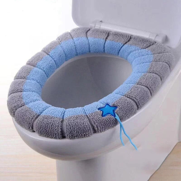 Toilet Seat Cover Blue Soft Warmer Washable Mat Cushion Accessories Bath Mats Rugs & Toilet Covers