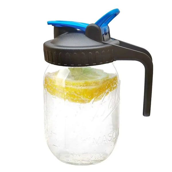 New Reusable Mason Jar Lids For Wide Mouth Plastic Seal Bottle Cover Leak Proof 86Mm Spout With Handle Home Kitchen Tool Canisters & Jars