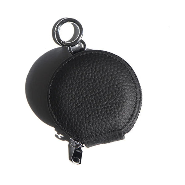 Custom Letters Round Earphone Bag Engrave Name Mini Storage Genuine Leather Zipper Luxury Coin Purse Pouch Key Wallet Gift Earbud Cases