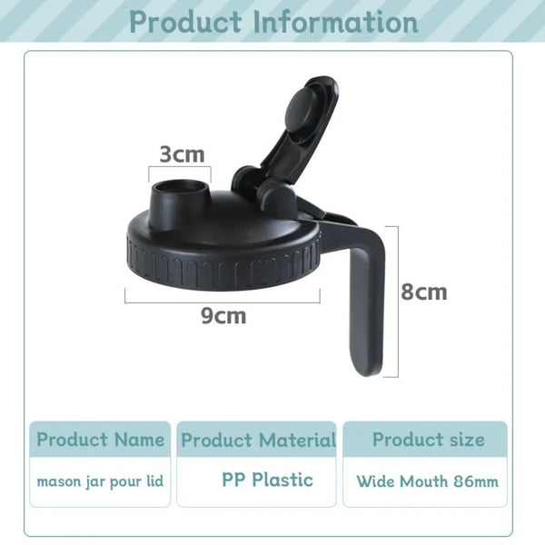 New Reusable Mason Jar Lids For Wide Mouth Plastic Seal Bottle Cover Leak Proof 86Mm Spout With Handle Home Kitchen Tool Canisters & Jars