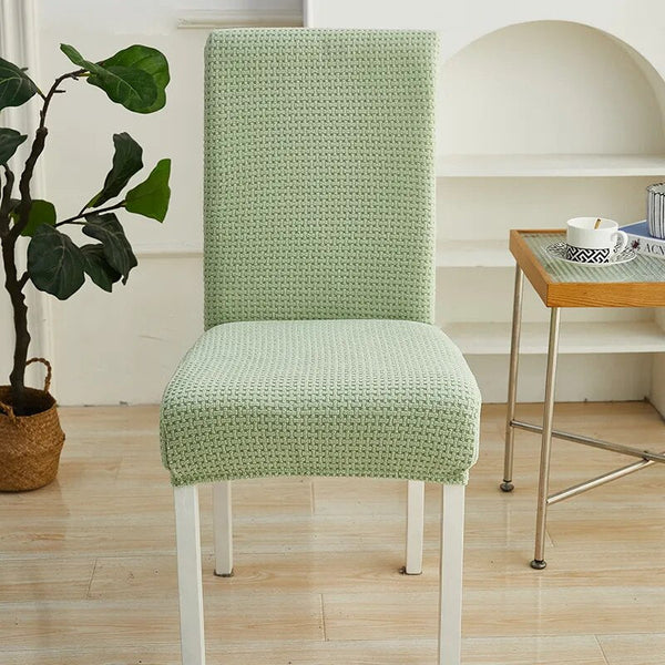 Chair Cover Light Green Micro Knitted Design Elastic Material For Dining Room Slipcovers