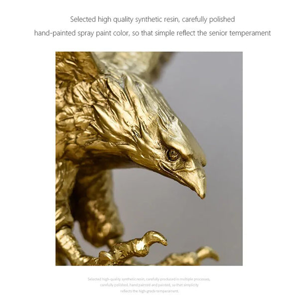 Home Figurine Golden Eagle Statue Small Resin Sculpture For Living Room Decor Sculptures & Figurines