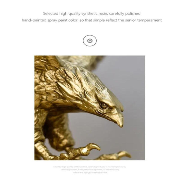 Home Figurine Golden Eagle Statue Resin Living Room Decoration Accessories Gifts Sculptures & Figurines