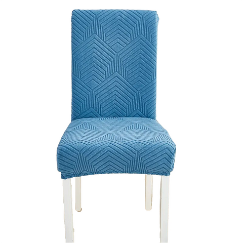 Chair Cover Blue Geometric Lines Design Elastic Material For Dining Room Kitchen Chair Covers