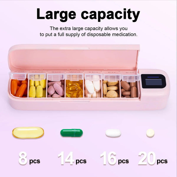 Bluetooth Smart Electronic Pill Case With Timer Clock 7 Day Portable Dispenser Box Pill Boxes