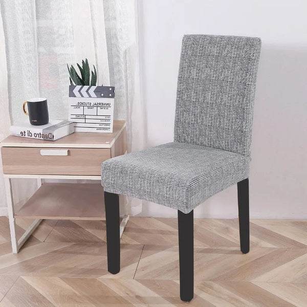 Chair Cover Grey Black Writing Design Anti Dirt Elastic For Dining Room Kitchen Slipcovers