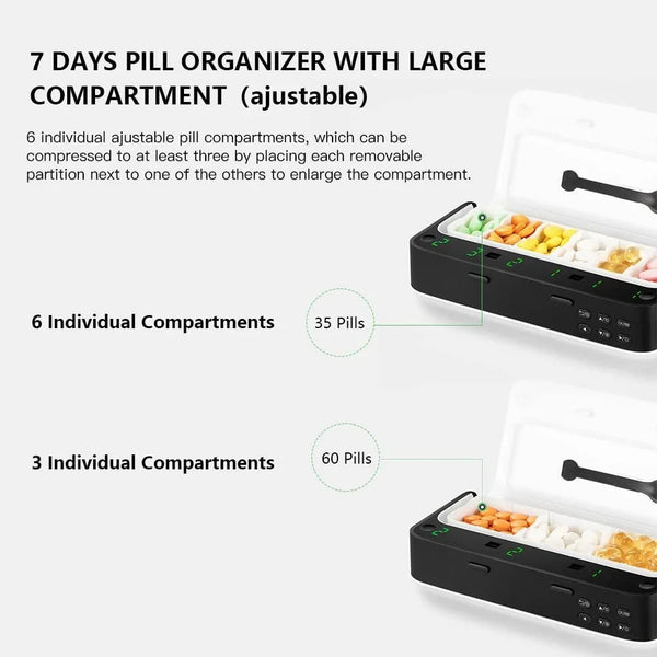 Pill Dispenser With Alarm Daily Medicine Organizer Up To 7 Alarms Day Smart Box Christmas Gift Reminder Pill Boxes