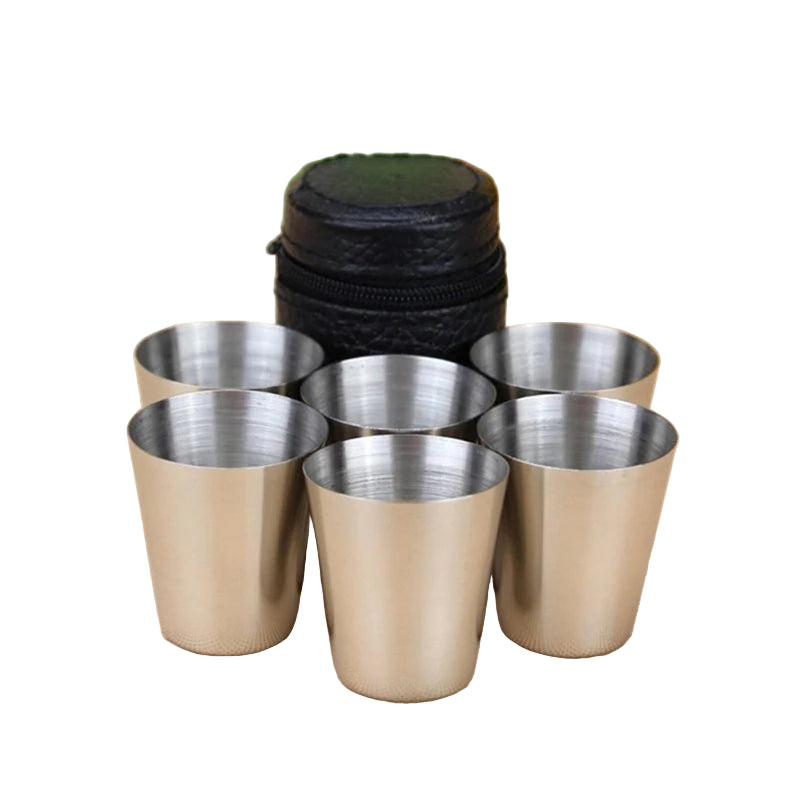 4/6Pcs Stainless Steel Cups Mini Shot Glass Beer Metal Wine Coffee Tumbler Tea Milk Mugs Camping Hiking Portable Set Cups Mugs & Glasses