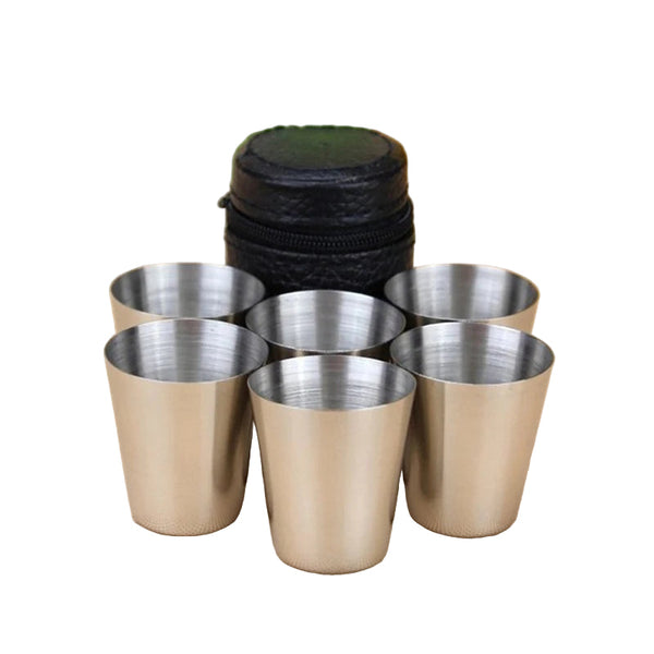 4/6Pcs Stainless Steel Cups Mini Shot Glass Beer Metal Wine Coffee Tumbler Tea Milk Mugs Camping Hiking Portable Set Cups Mugs & Glasses