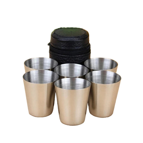 4/6Pcs Stainless Steel Cups Mini Shot Glass Beer Metal Wine Coffee Tumbler Tea Milk Mugs Camping Hiking Portable Set Cups Mugs & Glasses